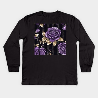 Shimmer Roses Pattern Kids Long Sleeve T-Shirt